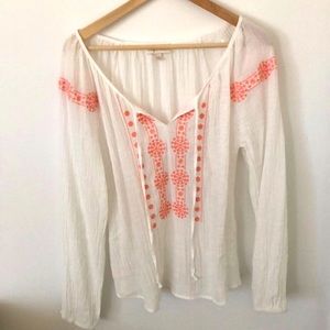 My Michelle Boho Long Sleeve White Blouse